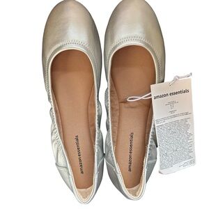 Amazon Essentials Silver Belice Ballet Flats size 9
